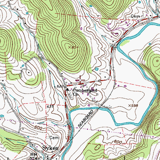 Topographic Map of Sykes Fire Department District 1, TN