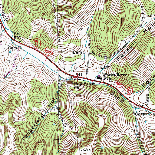 Topographic Map of Smith County Fire Department District 2, TN