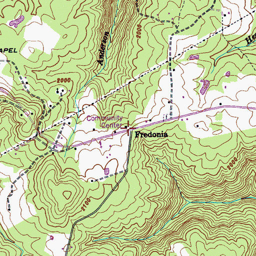 Topographic Map of Fredonia Volunteer Fire Department, TN
