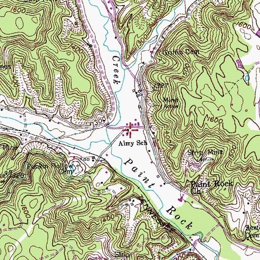 Topographic Map of Paint Rock Volunteer Fire Department, TN
