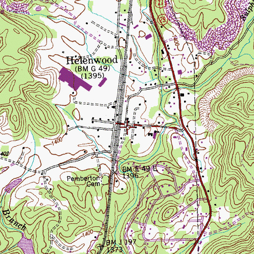 Topographic Map of Mid - County Volunteer Fire Department, TN