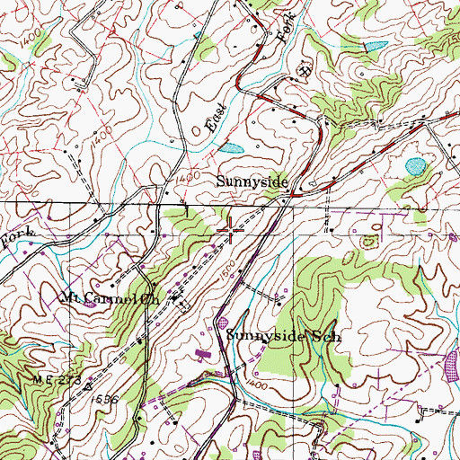 Topographic Map of Sunnyside Volunteer Fire Department, TN