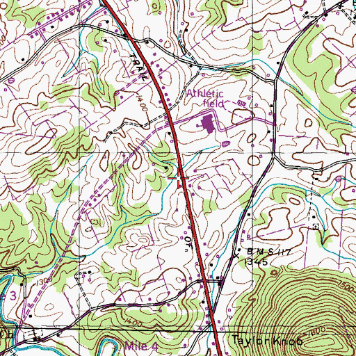 Topographic Map of South Greene Volunteer Fire Department, TN