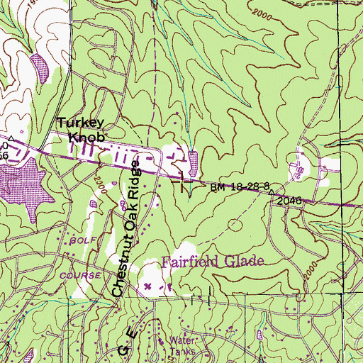 Topographic Map of Fairfield Glade Fire Department Main Station, TN
