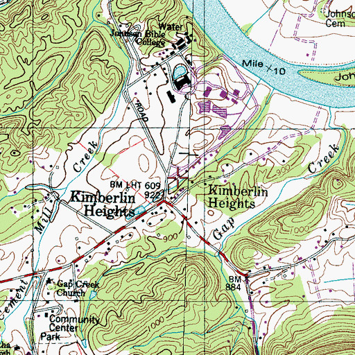 Topographic Map of Seymour Volunteer Fire Department Station 6, TN