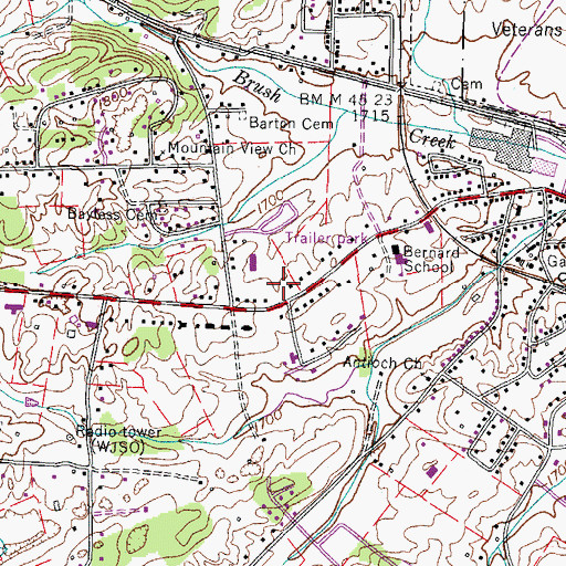 Topographic Map of Johnson City Fire Department Station 7, TN