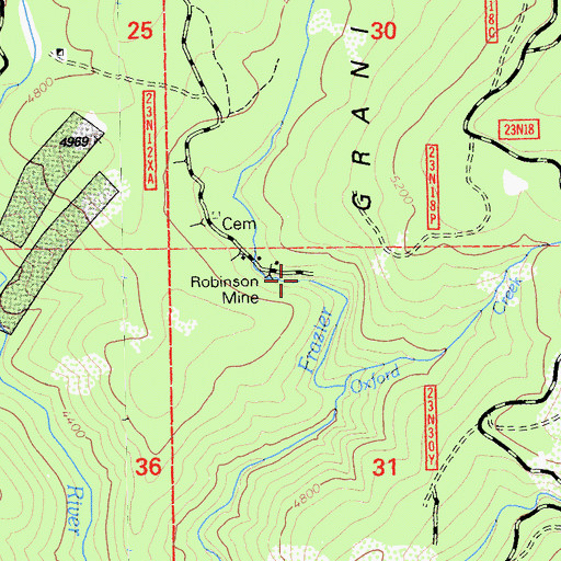 Topographic Map of Robinson Mine, CA