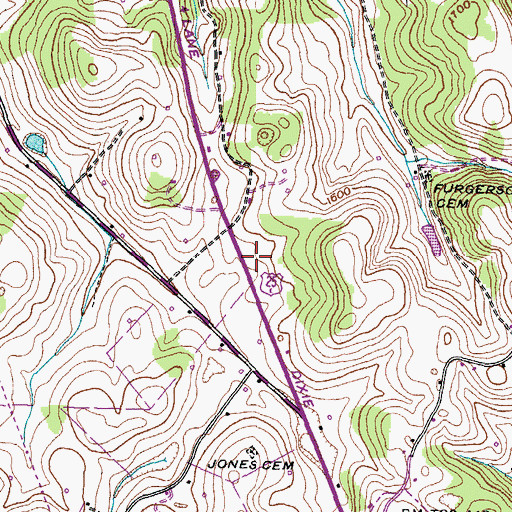 Topographic Map of North Tazewell Volunteer Fire Department, TN