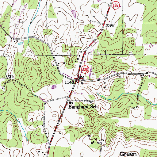 Topographic Map of Putnam County Fire Department Station 12, TN