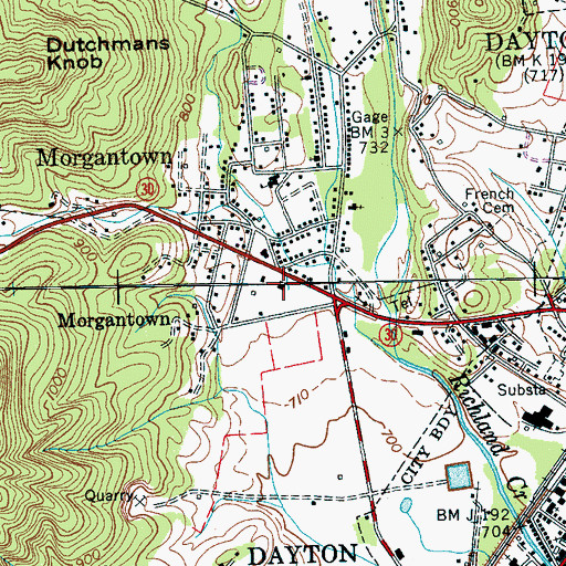 Topographic Map of Rhea County Fire Department Station 2 765 Kiuka Fire District, TN