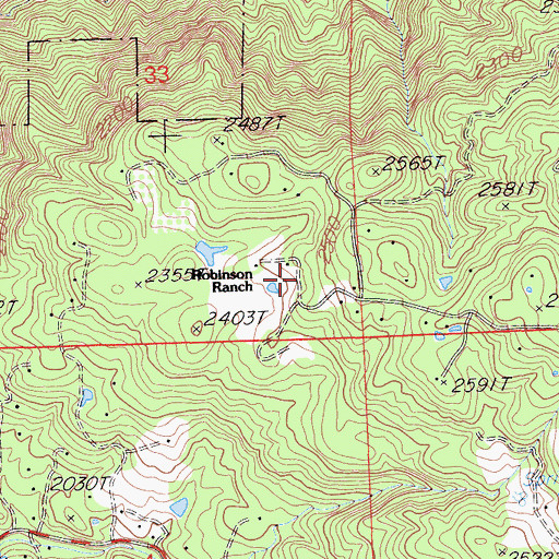 Topographic Map of Robinson Ranch, CA