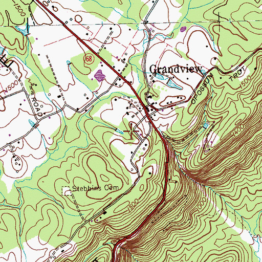 Topographic Map of Rhea County Fire Department Station 720 Grandview Fire District, TN
