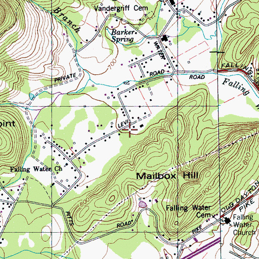 Topographic Map of Dallas Bay Volunteer Fire Department and Rescue Station 3, TN