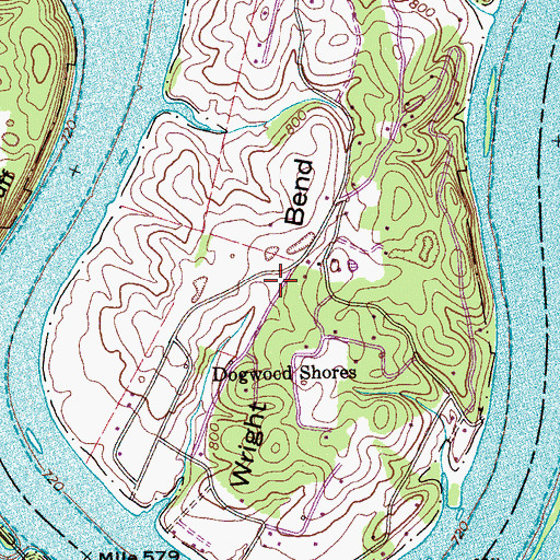 Topographic Map of East Roane County Volunteer Fire Department Station 4 Dogwood Shores, TN