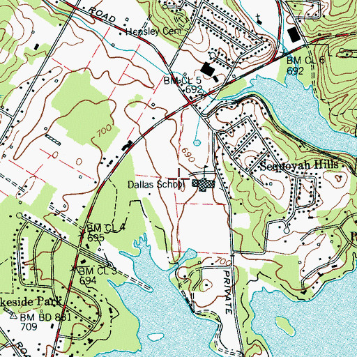 Topographic Map of Dallas Bay Volunteer Fire and Rescue Station 2, TN