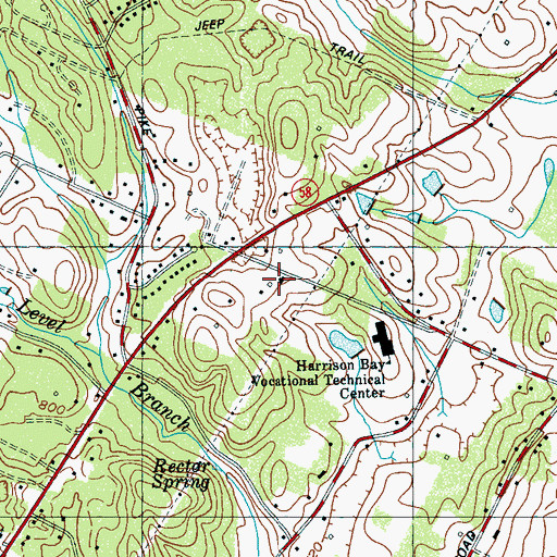 Topographic Map of Highway 58 Volunteer Fire Department Station 2, TN