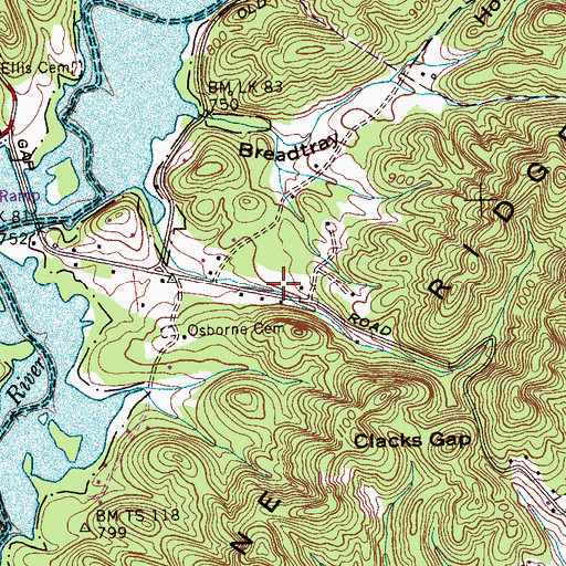Topographic Map of Blair Volunteer Fire Department Station 2, TN