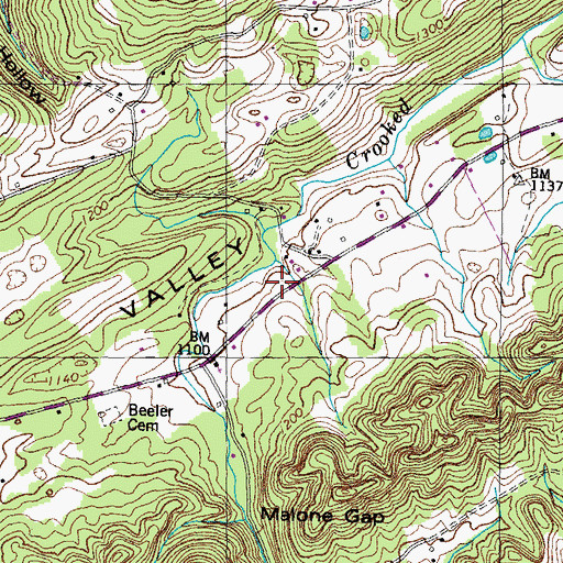 Topographic Map of Paulette Volunteer Fire Department Station 62, TN
