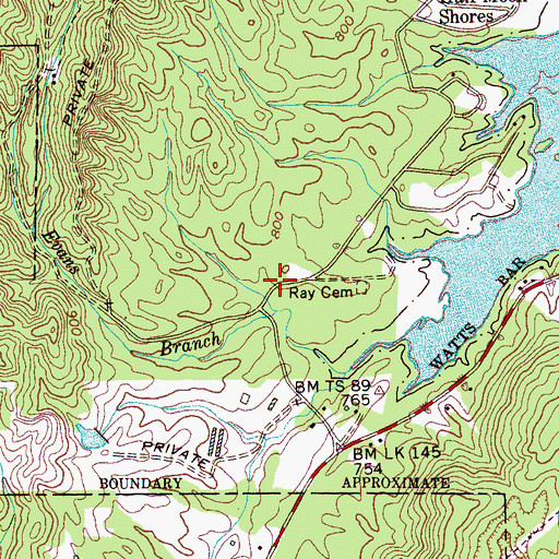 Topographic Map of South Roane County Volunteer Fire Department Station 5, TN