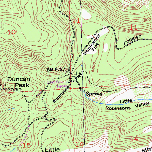 Topographic Map of Robinsons Flat, CA