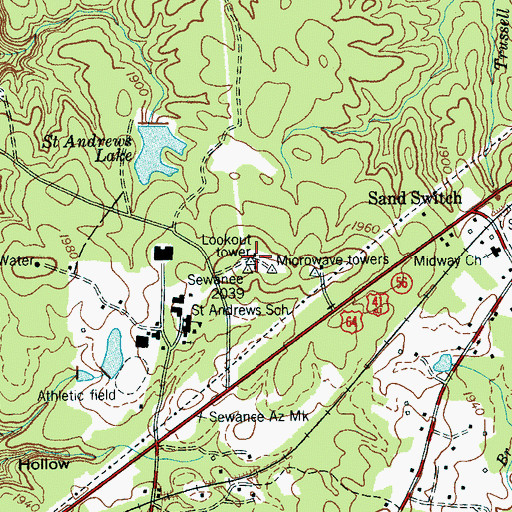 Topographic Map of Tennessee Department of Agriculture Division of Forestry Franklin District, TN