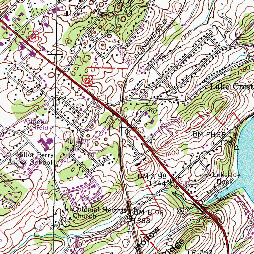 Topographic Map of Kingsport Fire Department Station 6, TN