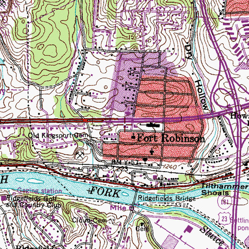 Topographic Map of Kingsport Fire Department Station 4, TN