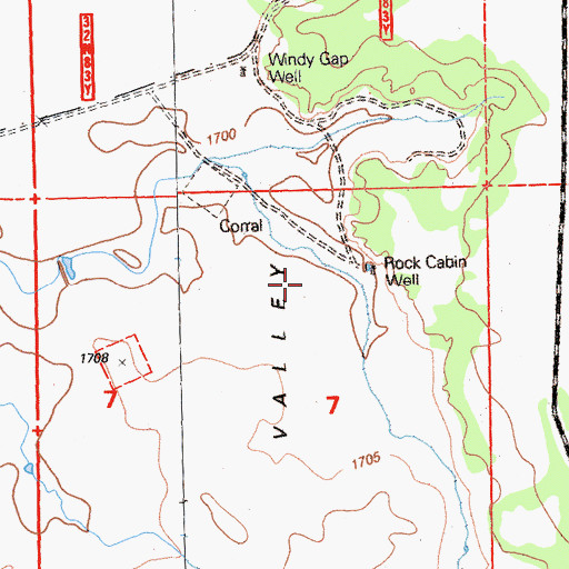 Topographic Map of Rock Cabin Well, CA