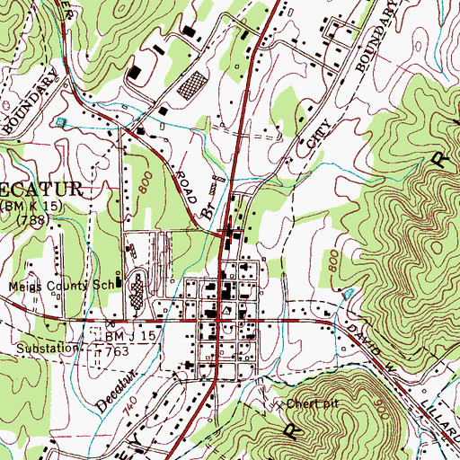 Topographic Map of Decatur Fire Department Station 1, TN