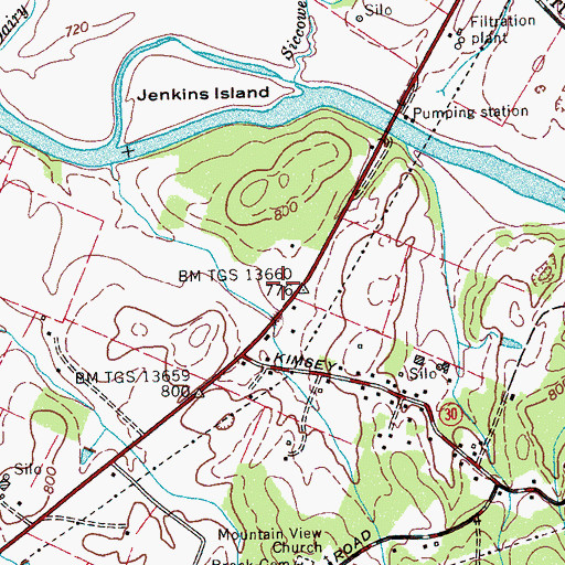 Topographic Map of West Polk County Fire and Rescue Station 5, TN