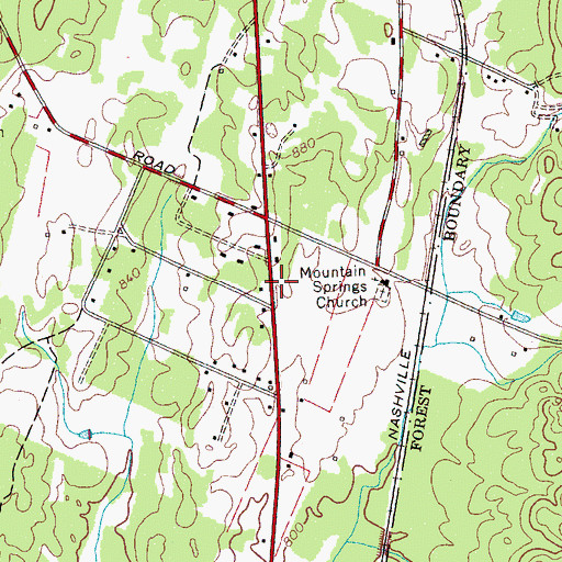 Topographic Map of West Polk County Fire and Rescue Station 3, TN