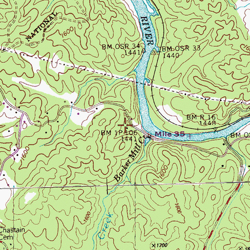 Topographic Map of East Polk County Fire and Rescue Station 5, TN