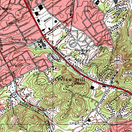 Topographic Map of Knoxville Fire Department Station 13 / 19, TN