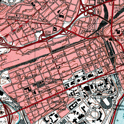 Topographic Map of Knoxville Fire Department Station 9, TN