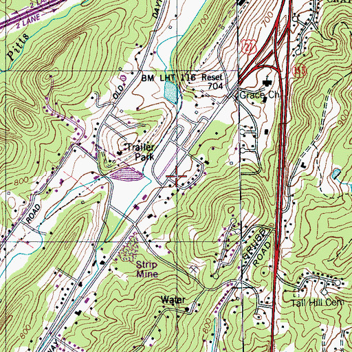 Topographic Map of Chattanooga Fire Department Station 22, TN