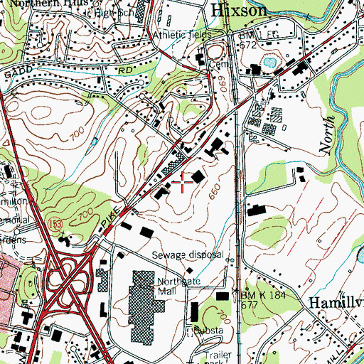 Topographic Map of Chattanooga Fire Department Station 19, TN