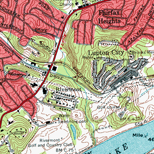 Topographic Map of Chattanooga Fire Department Station 16, TN