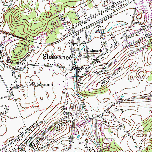 Topographic Map of Harrogate City Volunteer Fire Station 2, TN