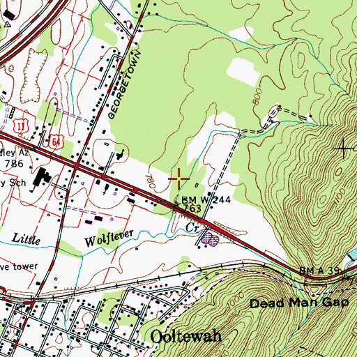 Topographic Map of Tri - Community Volunteer Fire Department Station 4, TN