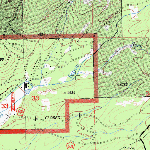 Topographic Map of Rock Creek, CA