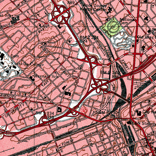 Topographic Map of Knoxville Fire Department Station 5, TN