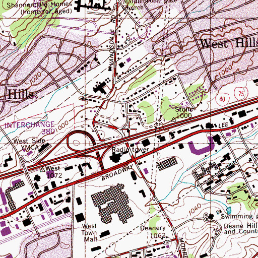 Topographic Map of Knoxville Fire Department Station 20, TN