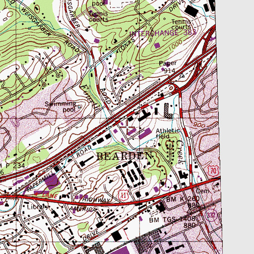 Topographic Map of Knoxville Fire Department Station 18, TN