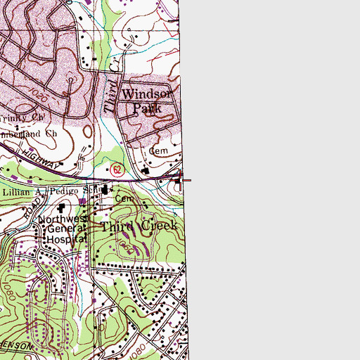 Topographic Map of Knoxville Fire Department Northwest Station 17, TN