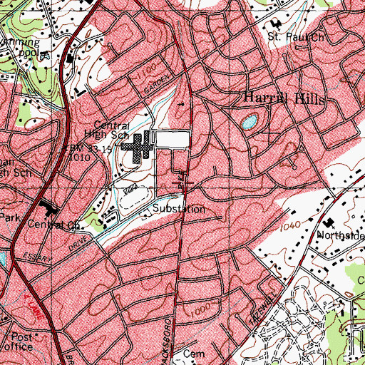 Topographic Map of Knoxville Fire Department Station 15, TN