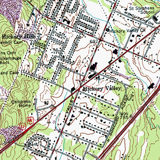 Topographic Map of Chattanooga Fire Department Station 8, TN