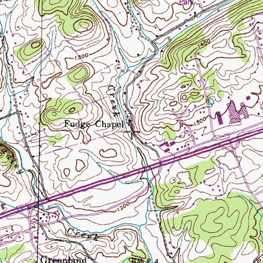 Topographic Map of Church Hill Fire Department Station 2, TN