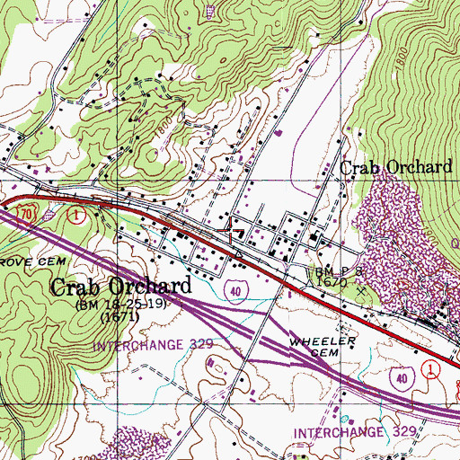 Topographic Map of Cumberland County Fire Department Station 6, TN