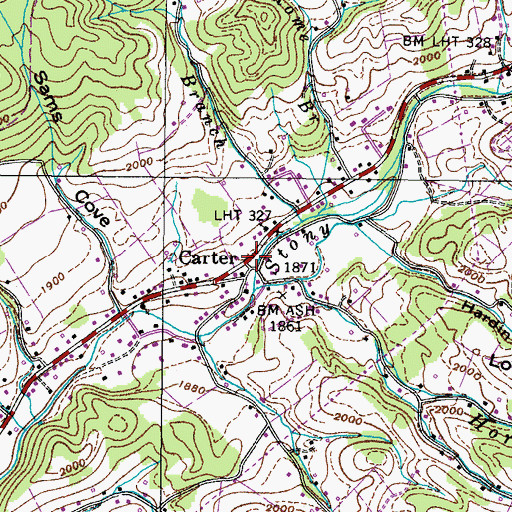 Topographic Map of Stoney Creek Volunteer Fire Department, TN
