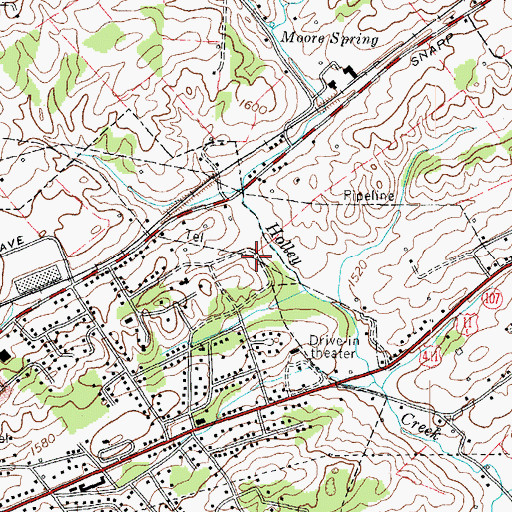 Topographic Map of Greeneville Fire Department Station 3, TN